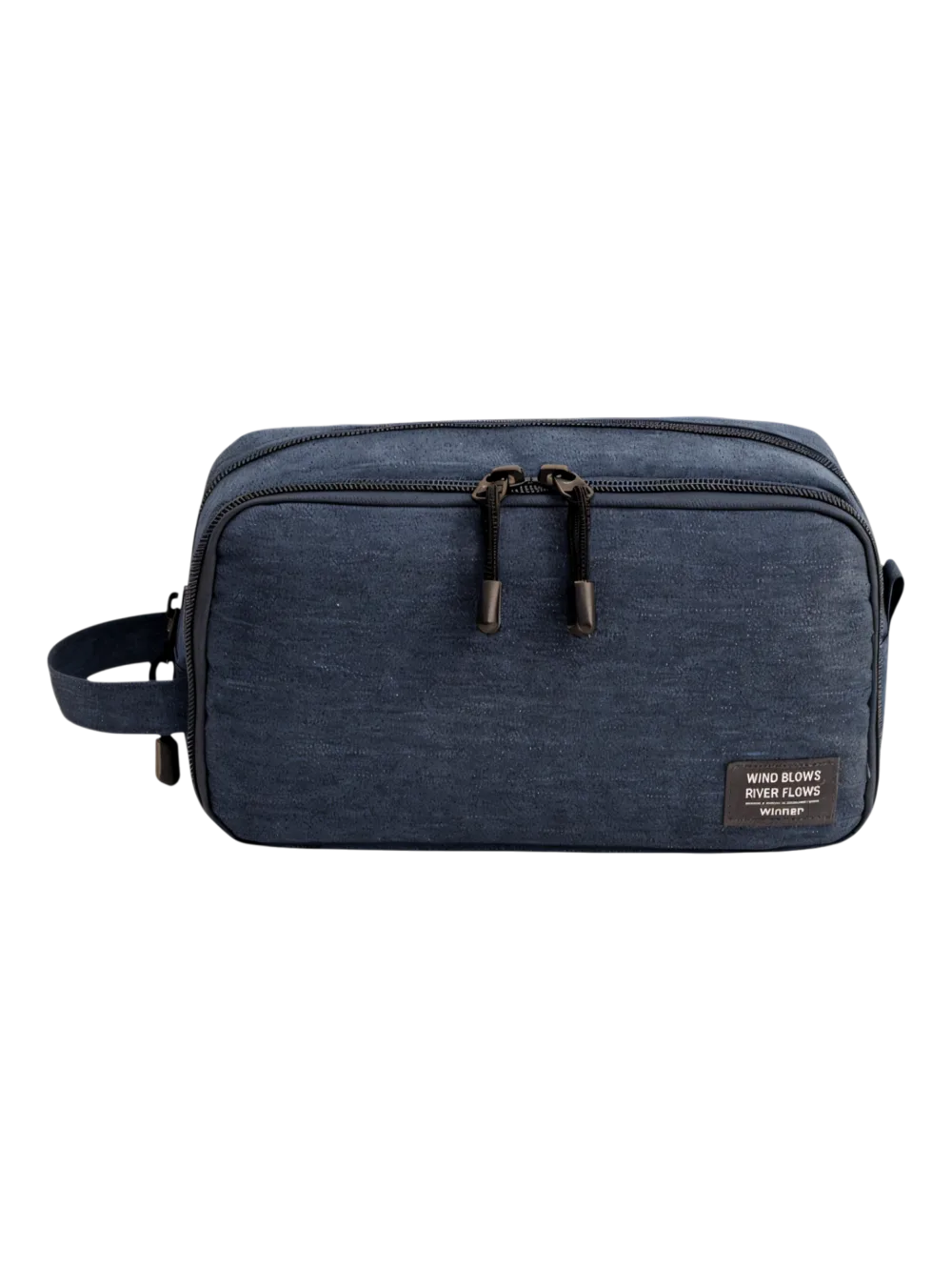 Neceser de hombre con compartimentos y bolsillos interiores, color sólido, modelo azul Neceser de hombre con compartimentos y bolsillos interiores, color sólido, modelo azul