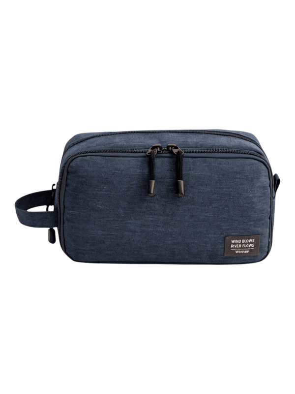 Trousse de toilette homme compartimentée avec pochettes intérieures, couleur unie modèle bleu