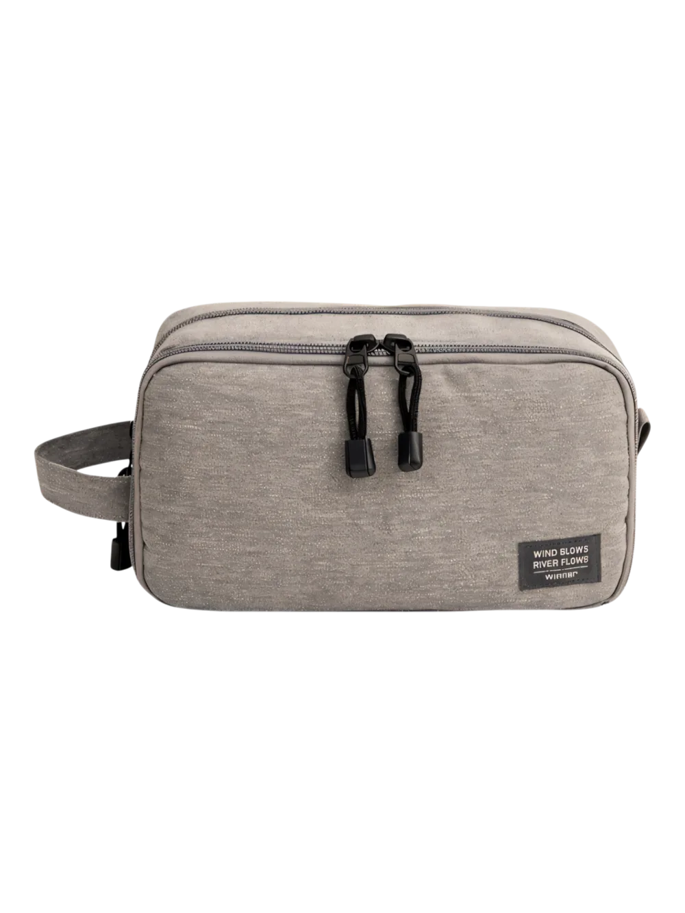 Neceser de hombre con compartimentos y bolsillos interiores, color sólido, modelo gris Neceser de hombre con compartimentos y bolsillos interiores, color sólido, modelo gris