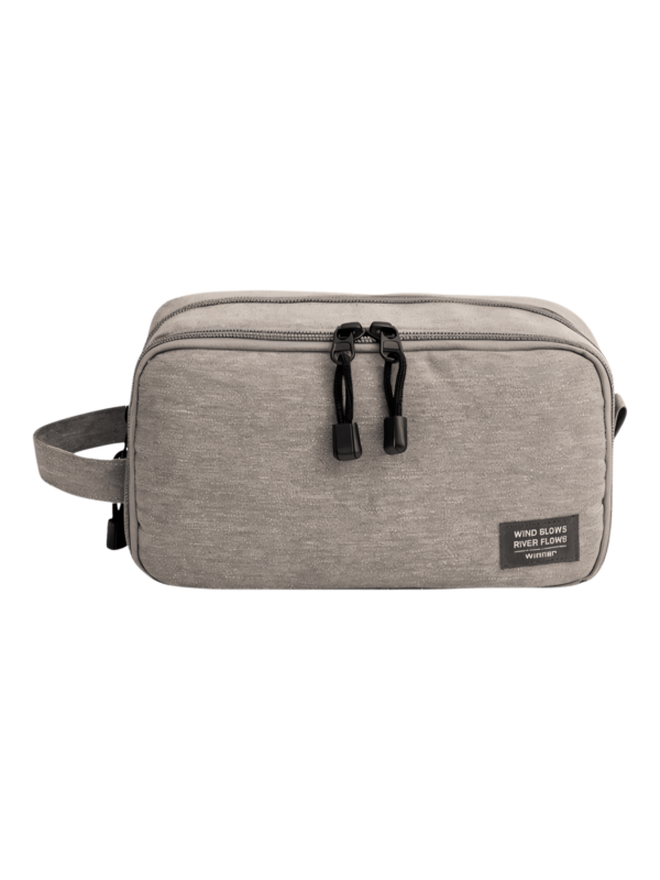 Trousse de toilette homme compartimentée avec pochettes intérieures, couleur unie modèle gris