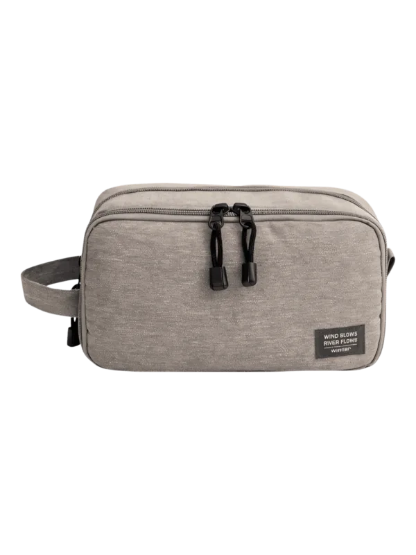 Compartmented men's toiletry bag with inside pockets, solid color, grey model