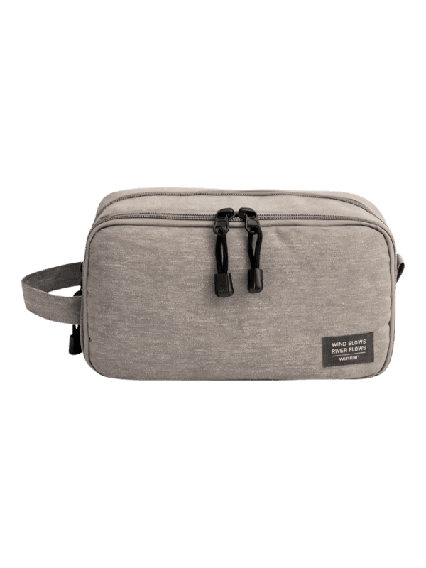 Trousse de toilette homme compartimentée avec pochettes intérieures, couleur unie modèle gris