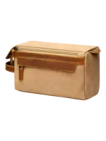 Neceser de hombre en lona e inserciones de piel, modelo beige Neceser de hombre en lona e inserciones de piel, modelo beige