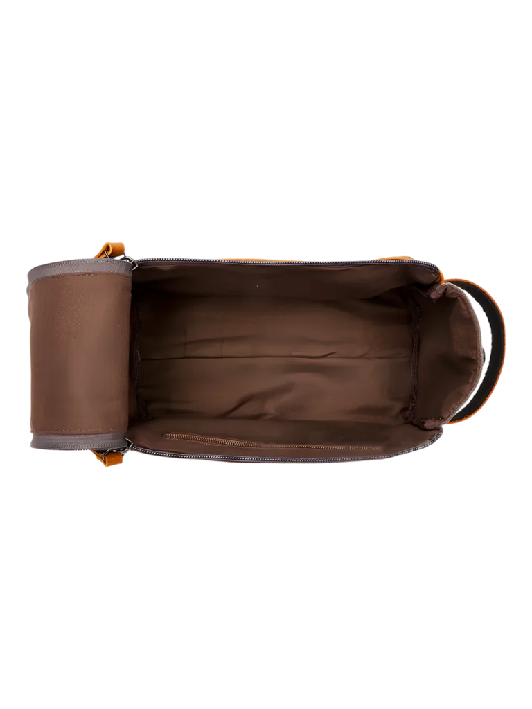 Neceser para hombre en lona con inserciones de piel, vista interior
