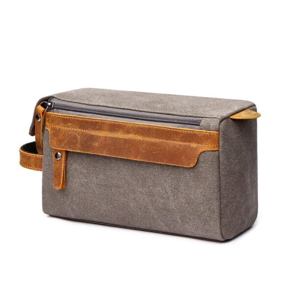 Trousse toilette country cuir toile couleur gris