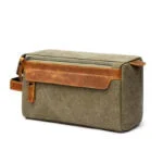Trousse toilette country cuir toile couleur olive