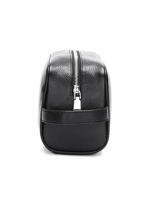 Trousse de toilette en cuir elegante chic couleur noir cote gauche