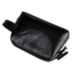 Trousse de toilette imitation cuir veritable noir vue renversee