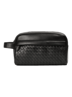 Trousse de toilette noire tressée simple Trousse de toilette noire tressée simple