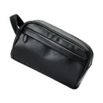 Trousse de toilette noire tressée simple modèle non tressé vue transversale Trousse de toilette noire tressée simple modèle non tressé vue transversale