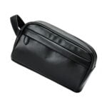 Trousse de toilette noire tressée simple modèle non tressé vue transversale Trousse de toilette noire tressée simple modèle non tressé vue transversale