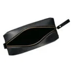 Petite trousse de maquillage en cuir noir ébène intérieur Petite trousse de maquillage en cuir noir ébène intérieur