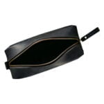 Petite trousse de maquillage en cuir noir ébène intérieur Petite trousse de maquillage en cuir noir ébène intérieur