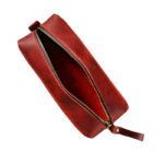 Petite trousse de maquillage en cuir rouge bordeaux intérieur Petite trousse de maquillage en cuir rouge bordeaux intérieur