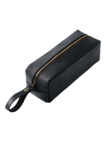 Petite trousse maquillage femme cuir artisanal noir