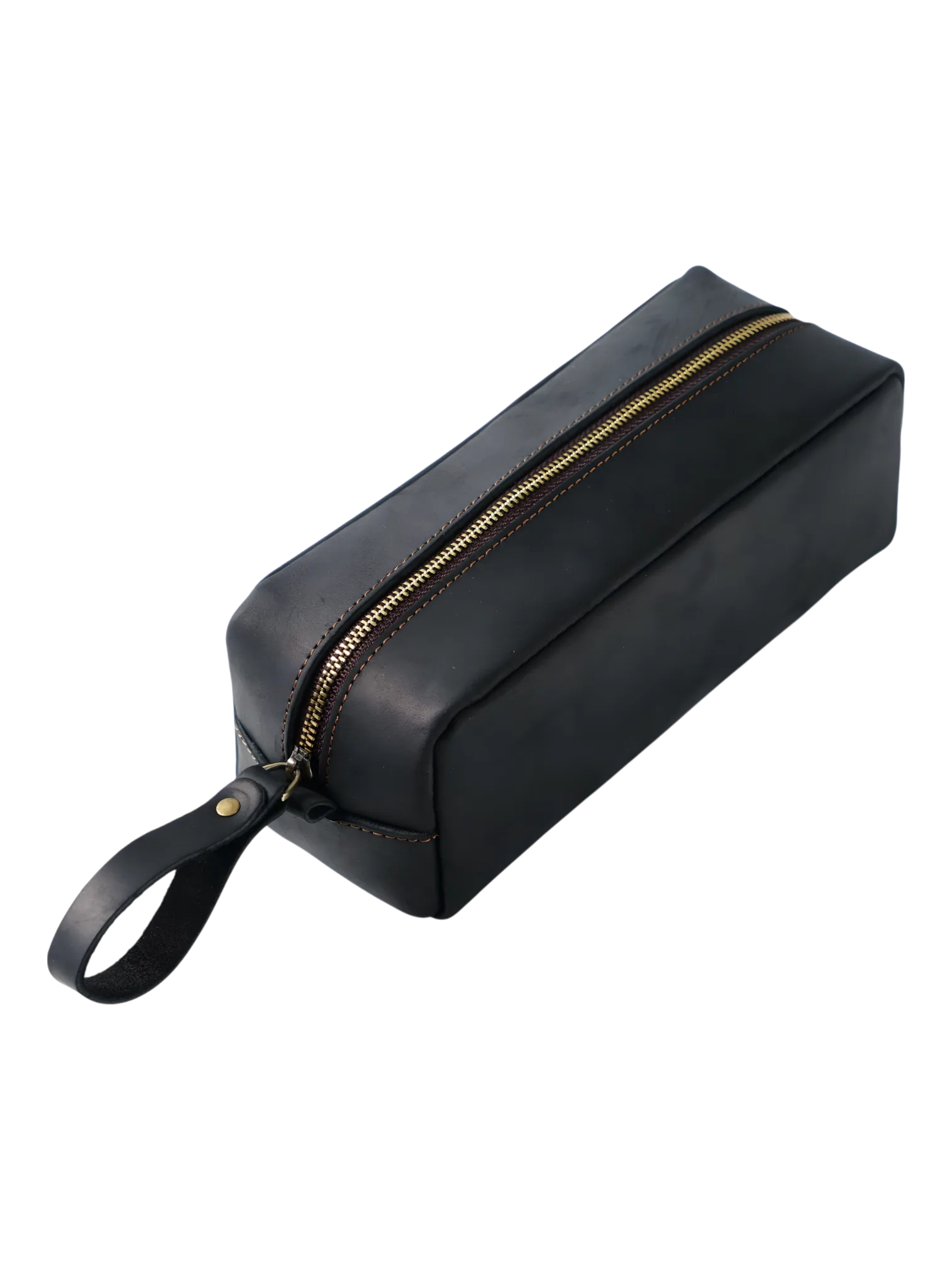 Petite trousse maquillage femme cuir artisanal noir
