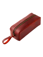 Petite trousse maquillage femme cuir artisanal rouge