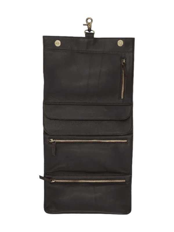 Trousse toilette homme vintage cuir pliable