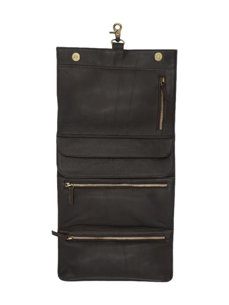 Trousse toilette homme vintage cuir pliable