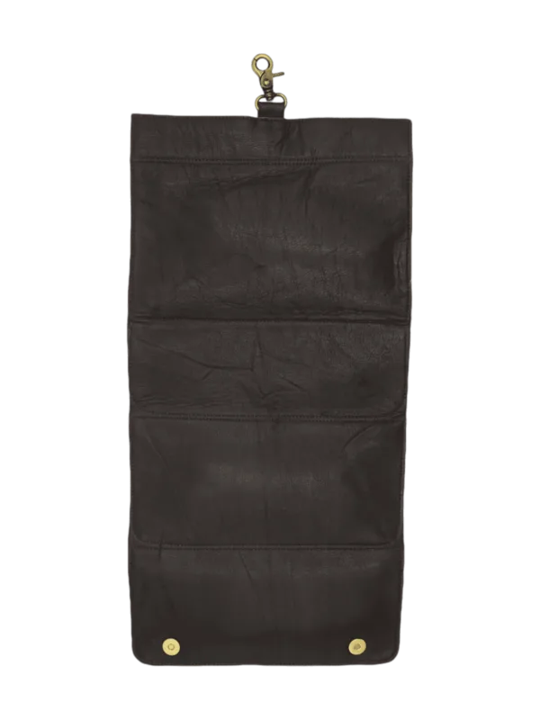 Trousse toilette homme vintage cuir pliable vue arrière