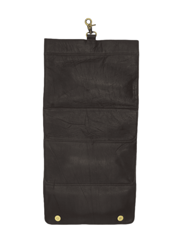 Trousse toilette homme vintage cuir pliable vue arrière