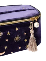 Mala Starry night em veludo com pega pompom, modelo Vanity 1