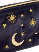 Trousses nuit étoilée en velours détails broderie étoiles Trousses nuit étoilée en velours détails broderie étoiles