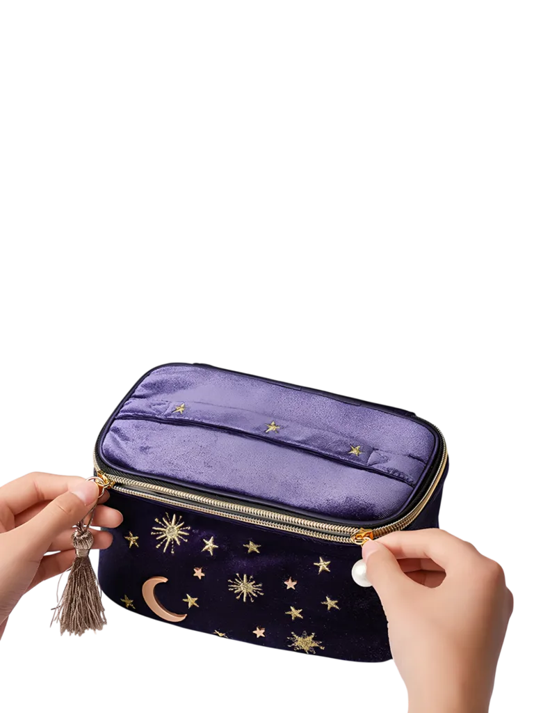 Estojo Starry night em veludo para apresentação do modelo Vanity