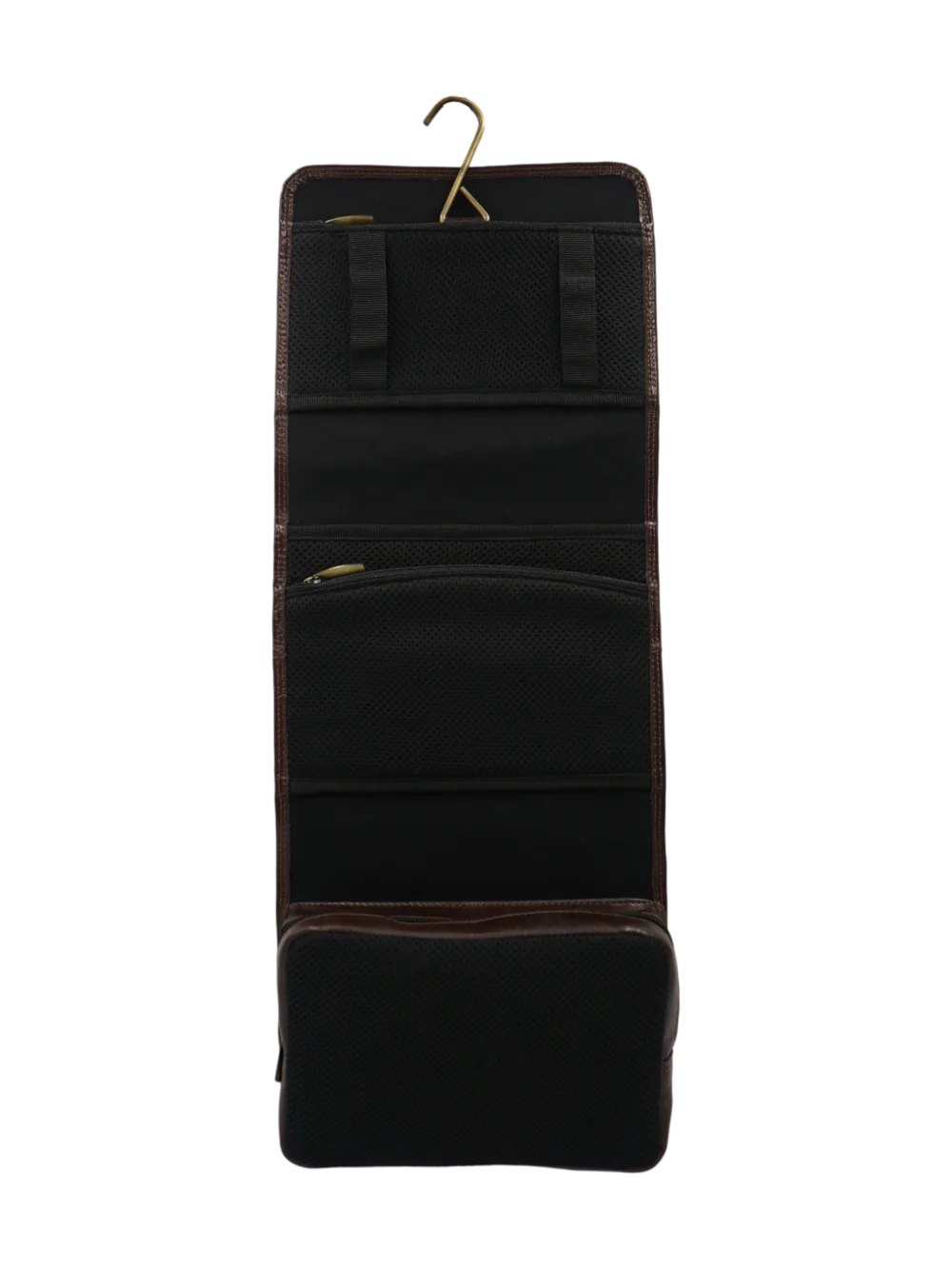 Trousse de toilette en cuir à suspendre voyage avec compartiments et bandes élastiques garde accessoire Trousse de toilette en cuir à suspendre voyage avec compartiments et bandes élastiques garde accessoire