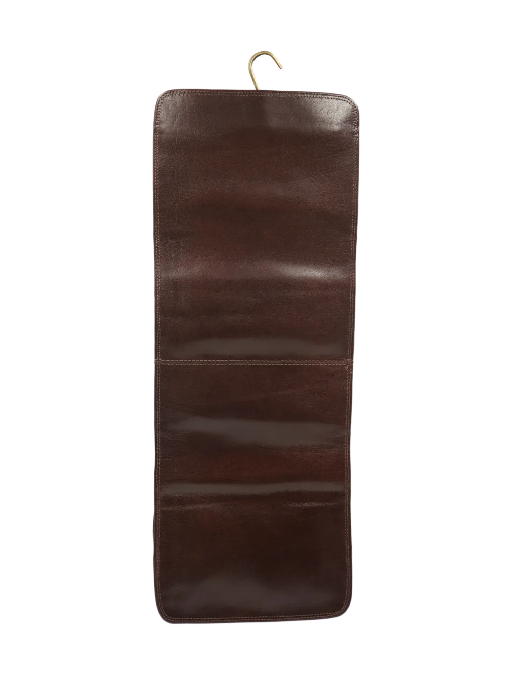 Trousse de toilette en cuir à suspendre voyage avec compartiments et bandes élastiques garde accessoire vue arrière Trousse de toilette en cuir à suspendre voyage avec compartiments et bandes élastiques garde accessoire vue arrière