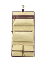 Trousse de toilette femme à suspendre en cuir rouge vue avant présentation