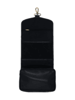 Trousse de toilette homme en cuir à suspendre noir avec compartiments