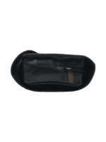 Trousse de toilette homme en cuir à suspendre noir avec compartiments repliée 3