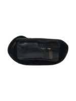 Trousse de toilette homme en cuir à suspendre noir avec compartiments repliée 3 Trousse de toilette homme en cuir à suspendre noir avec compartiments repliée 3