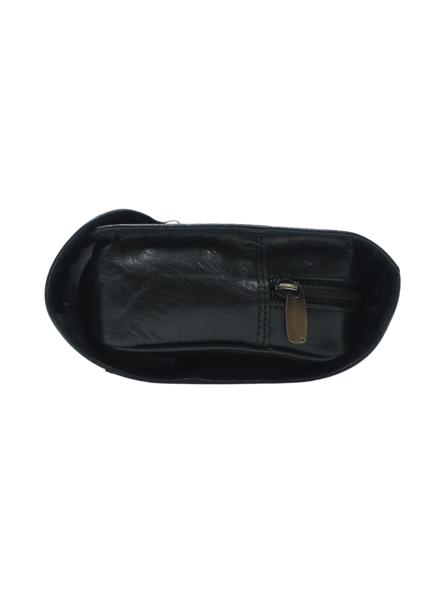 Trousse de toilette homme en cuir à suspendre noir avec compartiments repliée 3
