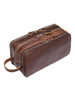 Grande trousse de toilette en cuir triple compartiment avec pochettes et elastiques couleur brun haut de gamme pour voyages elegants 2.png