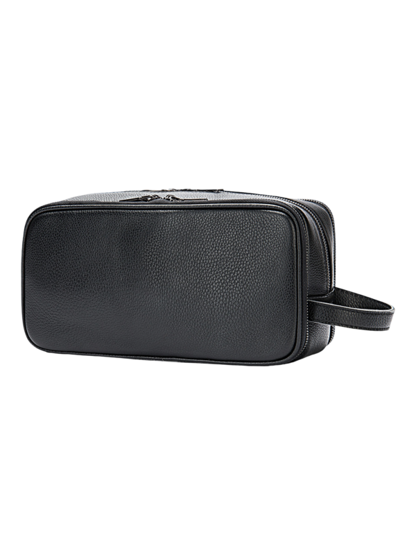 Grande trousse de toilette en cuir triple compartiment avec pochettes et elastiques noire elegante design pratique pour voyages 1.png