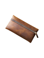 Petite pochette pour maquillage cosmetique femme en cuir couleur marron design elegant avec fermeture eclair pratique 2.png