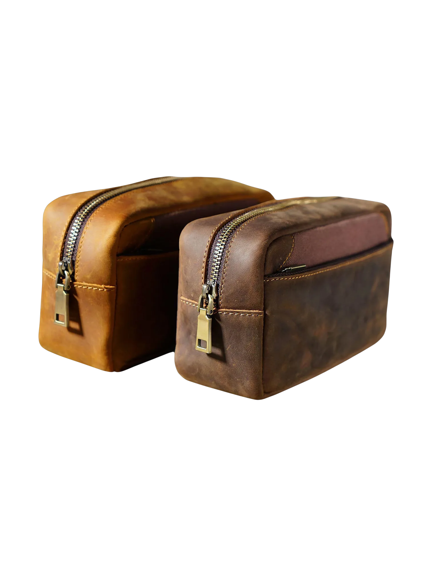 Petite trousse en cuir toilette simple compartiment et pochette en cuir naturel avec fermeture eclair pour voyage 4.png