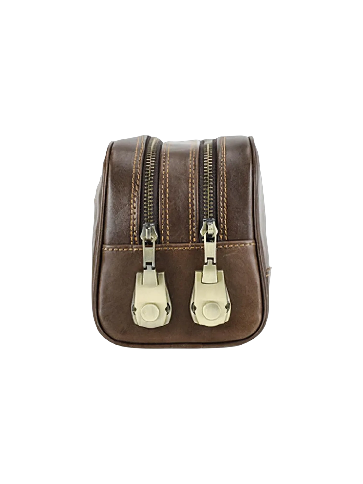 Trousse de toilette en cuir avec cadenas de sécurité anti vol à chiffres deux compartiments et pochettes brown leather bag 1