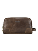 Trousse de toilette en cuir avec cadenas de sécurité anti vol à chiffres deux compartiments et pochettes en cuir brun 1 Trousse de toilette en cuir avec cadenas de sécurité anti vol à chiffres deux compartiments et pochettes en cuir brun 1