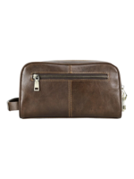 Trousse de toilette en cuir avec cadenas de sécurité anti vol à chiffres deux compartiments et pochettes en cuir brun Trousse de toilette en cuir avec cadenas de sécurité anti vol à chiffres deux compartiments et pochettes en cuir brun