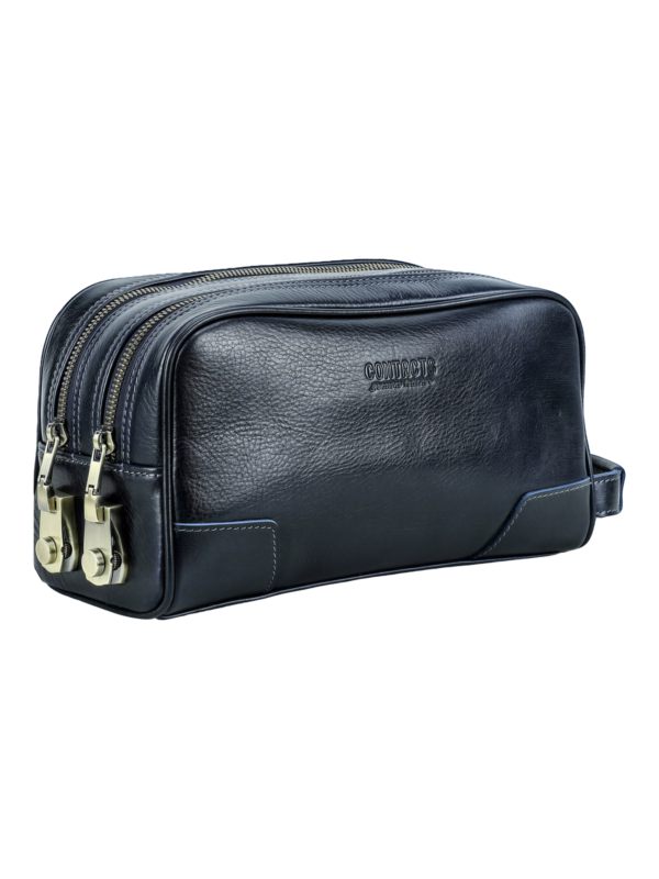 Trousse de toilette en cuir avec cadenas de securite anti vol a chiffres deux compartiments et pochettes noire 3 1.png