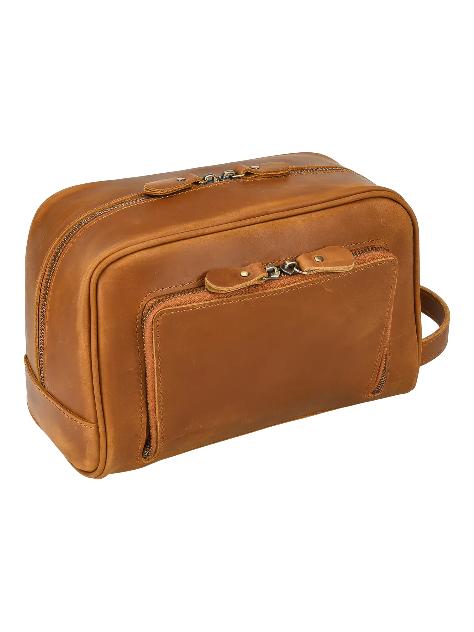 Trousse de toilette en cuir avec compartiments et pochettes couleur brun ergonomique pratique pour voyage et rangement 1.png