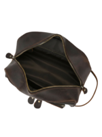 Trousse de toilette en cuir avec compartiments et pochettes dimension moyenne vue intérieure