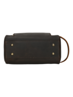 Trousse de toilette en cuir avec compartiments et pochettes en cuir brun avec pression et poignée portable Trousse de toilette en cuir avec compartiments et pochettes en cuir brun avec pression et poignée portable