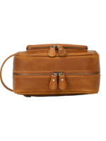 Trousse de toilette en cuir avec compartiments et pochettes en cuir brun matériau de haute qualité zip double fonctionnel urgent