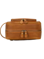 Trousse de toilette en cuir avec compartiments et pochettes en cuir brun matériau de haute qualité zip double fonctionnel urgent