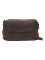 Trousse de toilette en cuir double compartiment avec pochettes interieures en tannage vegetal de couleur brune 1.png