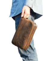 Trousse de toilette en cuir double compartiment pochettes interieures tannage vegetal en cuir eco responsable portable pratique pour hommes femmes 1.png